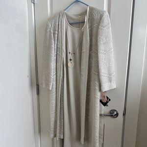 Elegant Cream Lace Overlay Dress Set